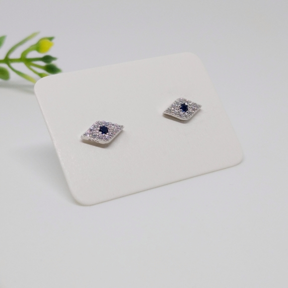 Mini CZ Evil Eye Stud Earrings | 925 Silver - Picture 4 of 6